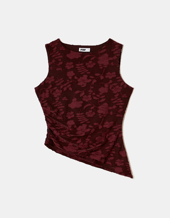 Tally Weijl Burgundy Floral Top Burgundy back view