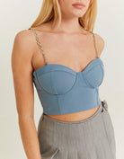 Tally Weijl Blue Corset Top With Chain Strass Straps BLUE detail view
