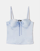 Tally Weijl Blue Satin Top With Bow BLUE back view