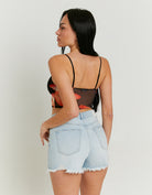 Tally Weijl Mesh Crop Top With Floral Print Black detail view