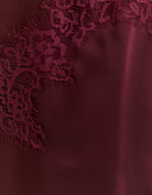 Tally Weijl Asymmetric Satin Top with Lace Trims Burgundy side view