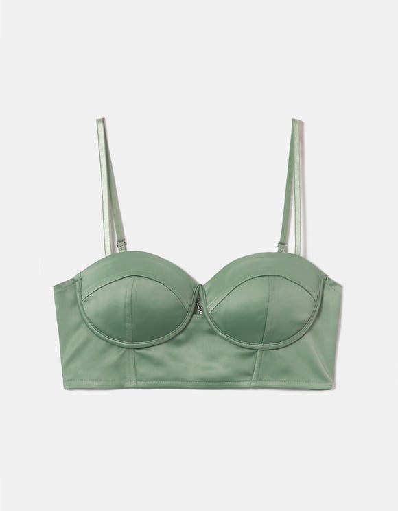 Ladies Cut Out Green Bralette-Front View