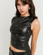 Tally Weijl Black Top With Rhinestones BLACK model front view