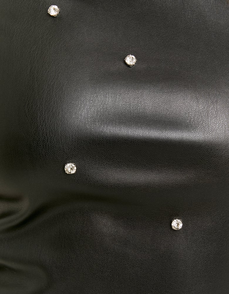 Ladies Black Top With Rhinestones-Close Up of Rhinestones