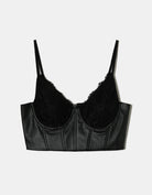 Tally Weijl Black Fake Leather Bralette With Lace Cup BLACK side view