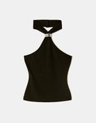 Tally Weijl Black Halter Top With Metallic Detail Black side view