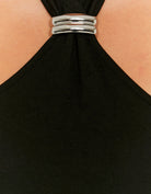 Tally Weijl Black Halter Top With Metallic Detail Black flat front view