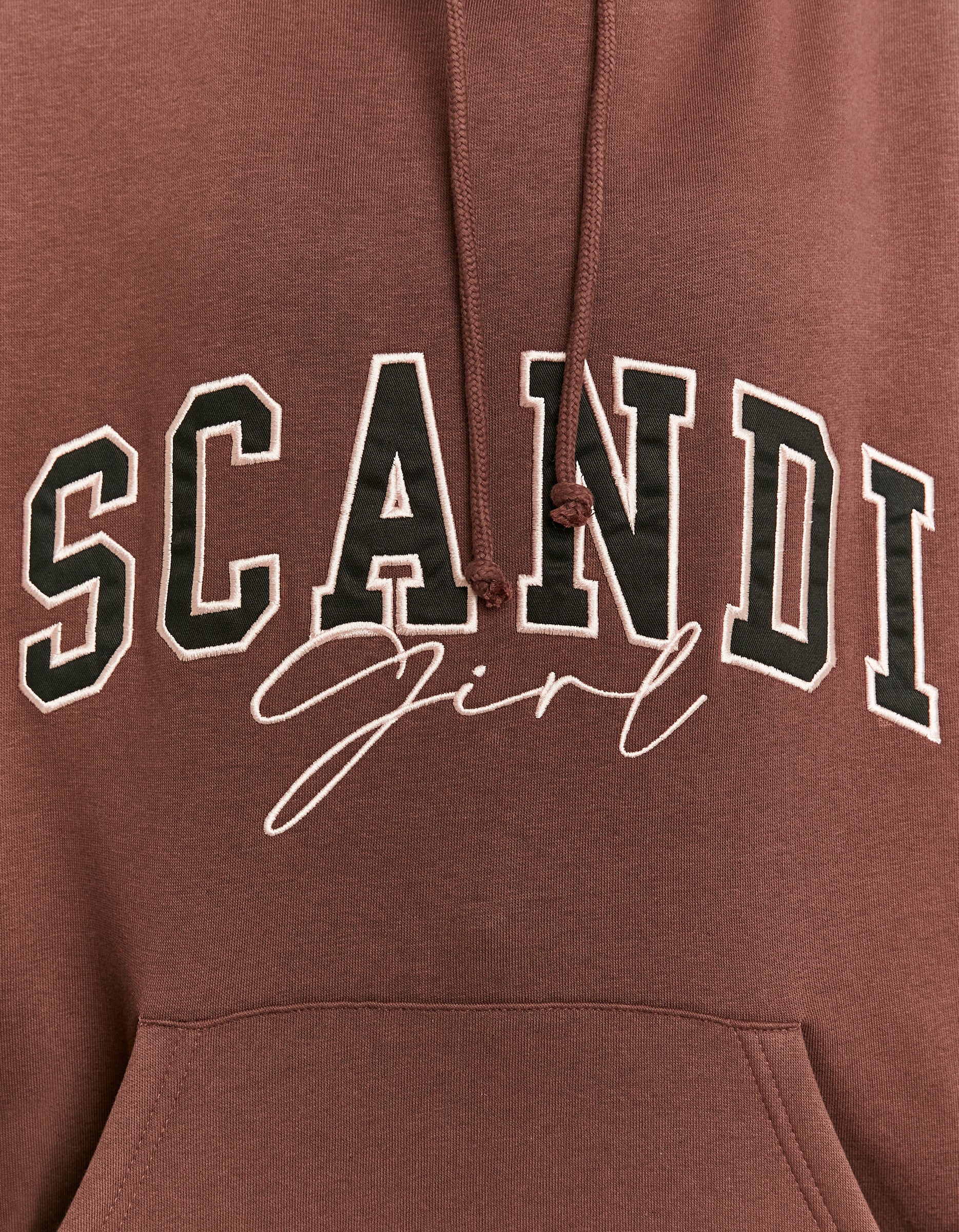 Ladies Red Oversized Sweatshirt With Print-Close Up View