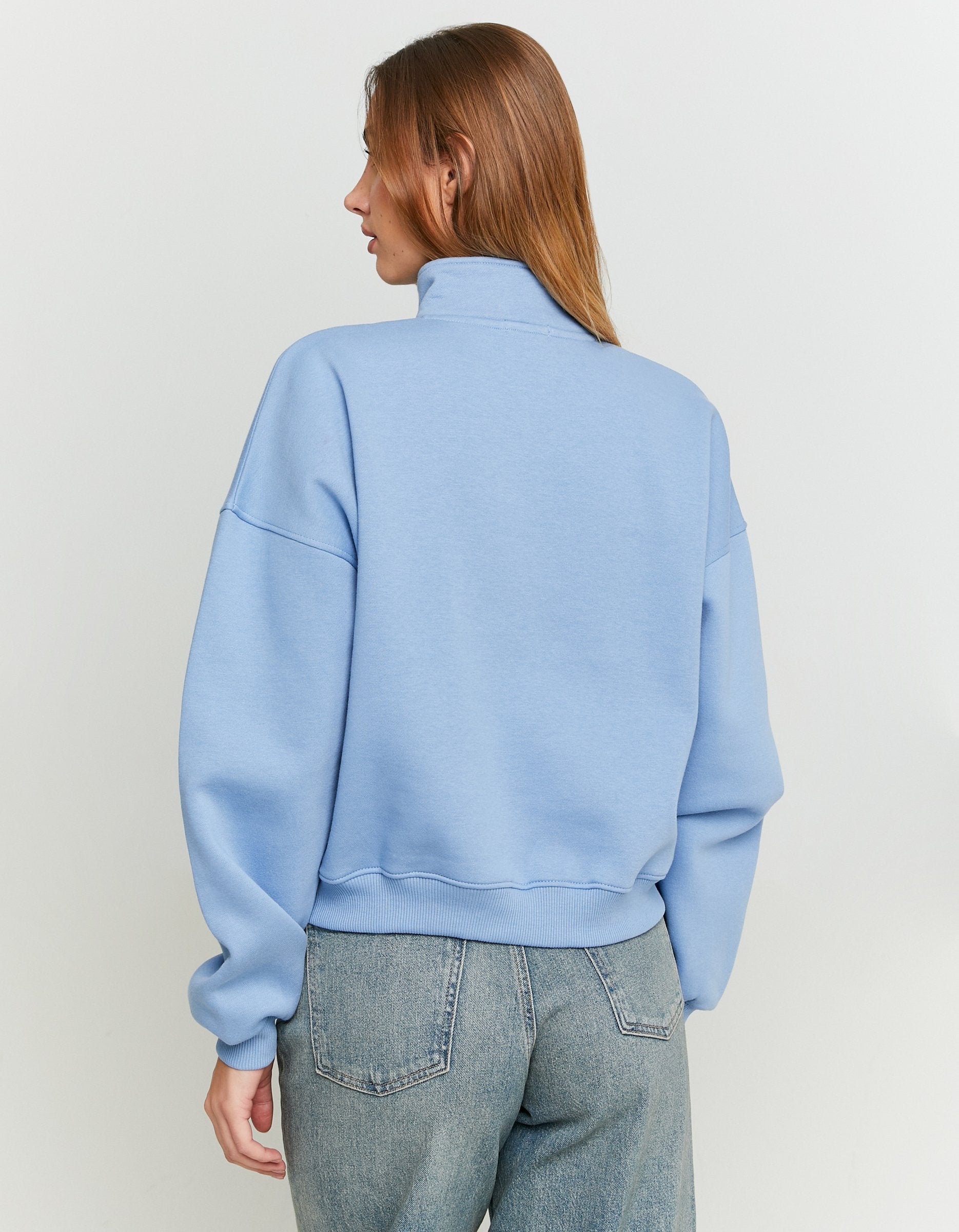 Ladies Blue Embroidery Sweatshirt-Back View