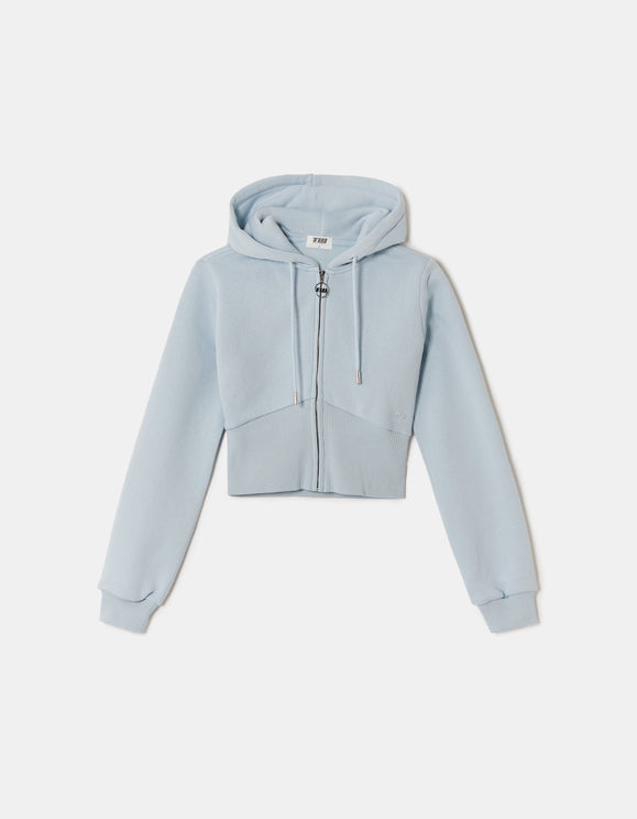 Tally Weijl blue zip up hoodie, front view