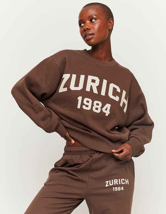 Ladies Printed Zurich 1984 Sweatshirt-Model Front View