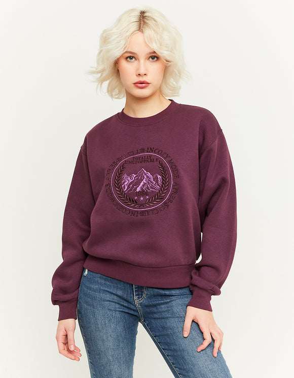 Ladies Oversized Patterned Sweatshirt-Model Front View