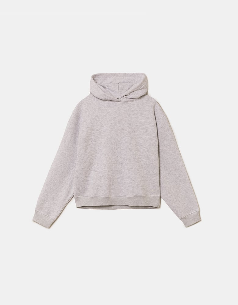 Ladies Grey Basic Hoodie-Ghost Front View