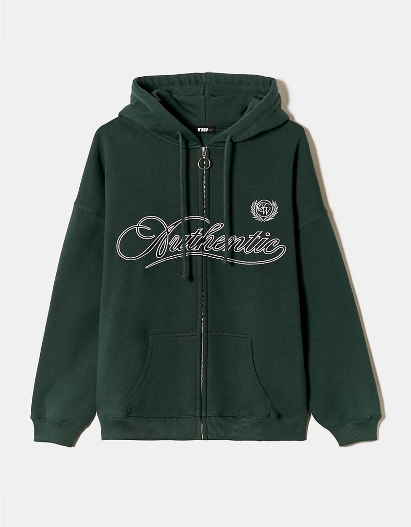 Ladies Green Oversized Hooded Sweatshirt-Front View