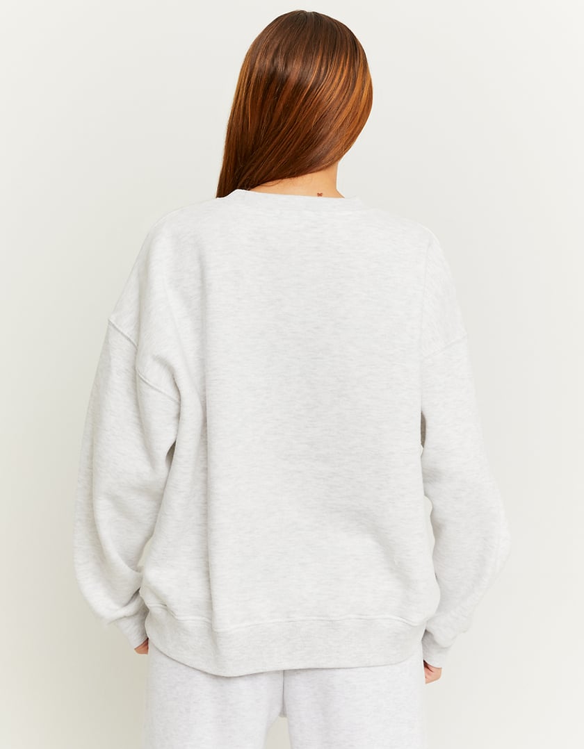 Ladies Oversize Printed Sweatshirt-Model Back View