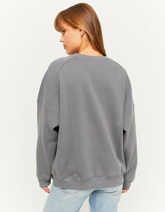 Ladies Grey Oversized Patterned Sweatshirt-Back View