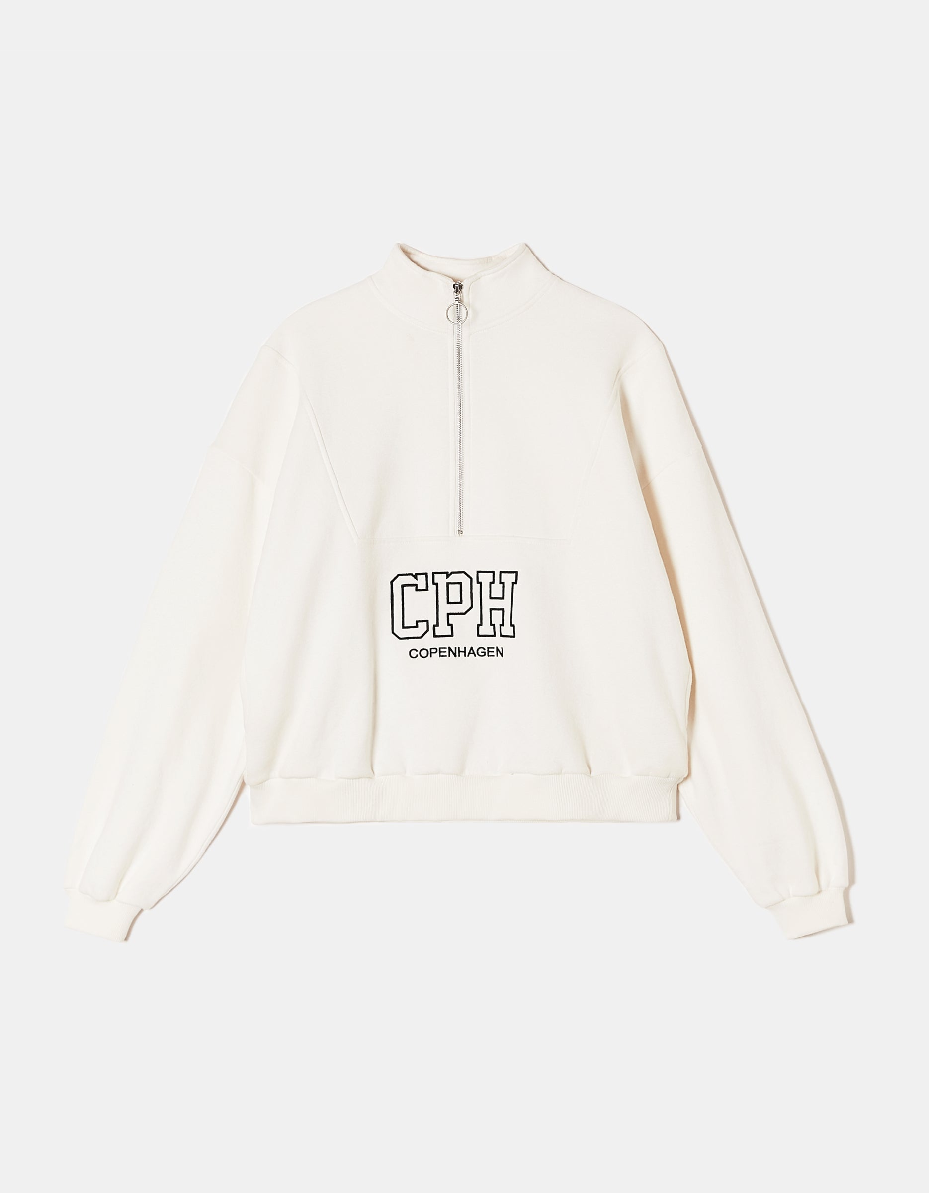 Ladies White CPH Print Sweatshirt-Ghost Front View