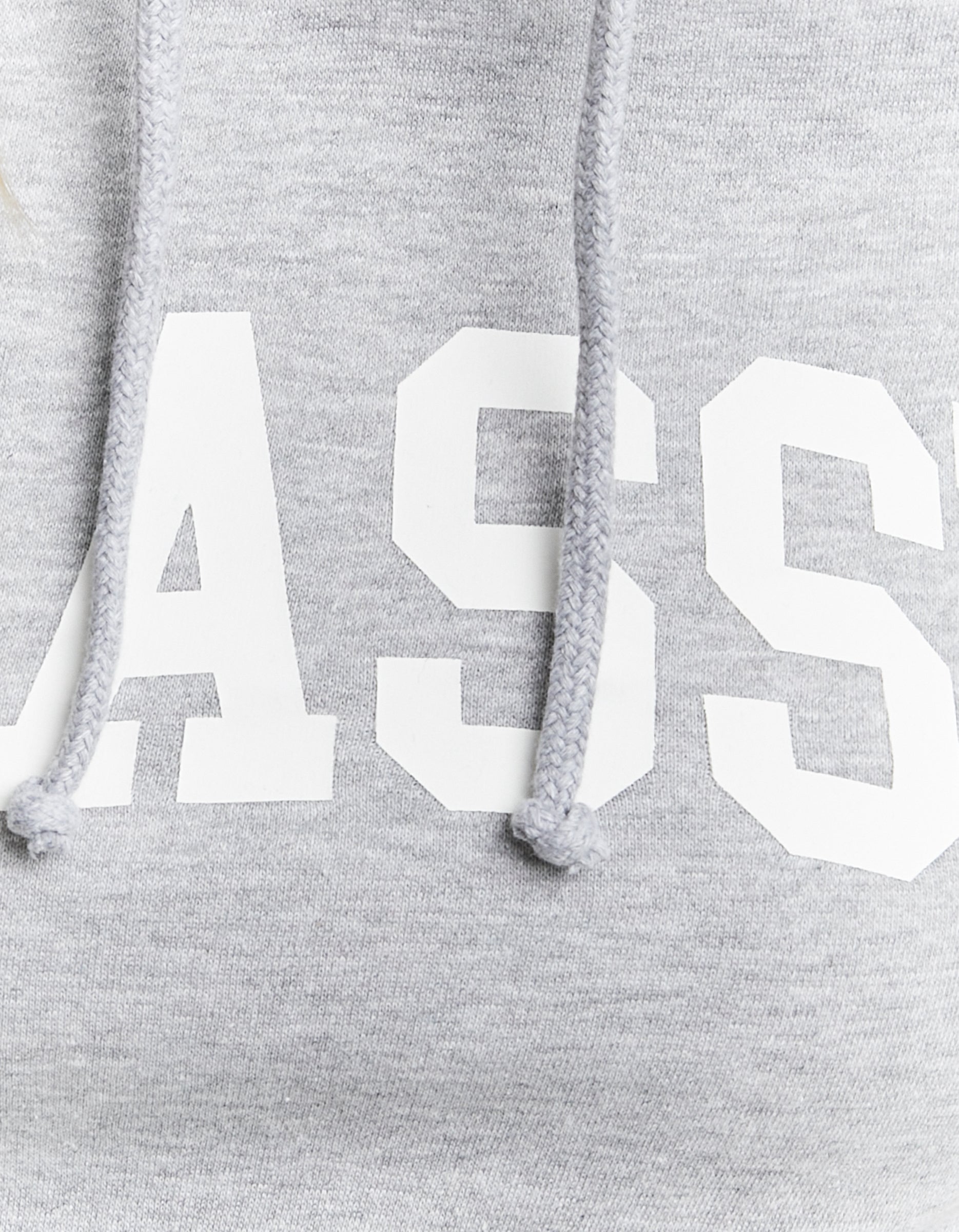 Ladies Grey Cropped Printed Hoodie-Close Up View