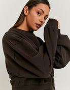 Tally Weijl Brown Sweatshirt With Rhinestones Brown front view