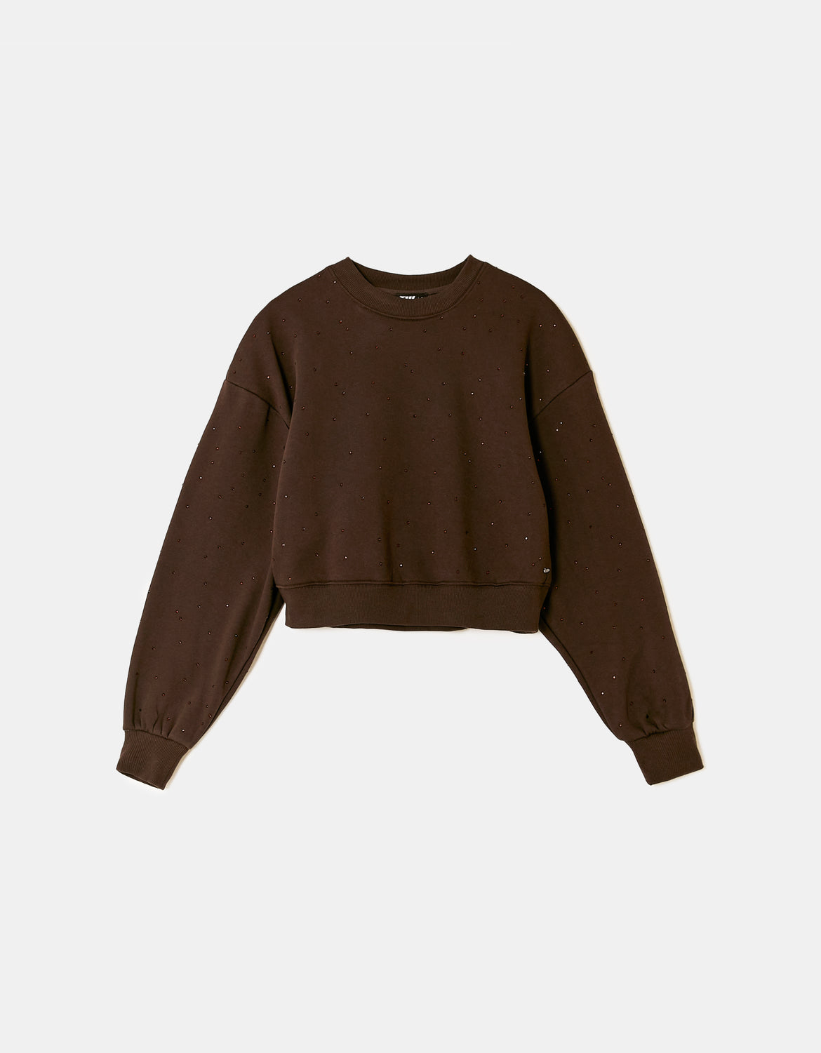 Tally Weijl Brown Sweatshirt With Rhinestones Brown back view