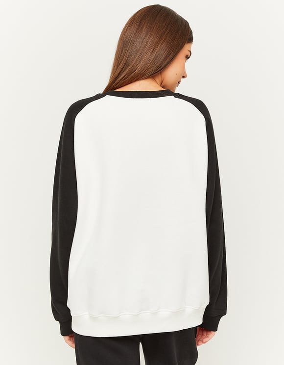 Ladies Oversized Patterned Black/White Sweatshirt-Model Back View