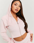 Tally Weijl Pink Velvet Zip Up Hoodie PINK detail view