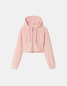 Tally Weijl Pink Velvet Zip Up Hoodie PINK side view