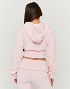 Tally Weijl Pink Velvet Zip Up Hoodie PINK back view