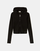 Tally Weijl black zip up hoodie flat front view