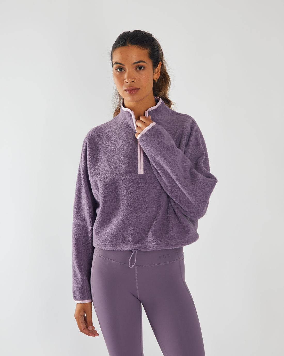 Ladies Stella Fleece Half Zip-Lavender Dust-Model Front View