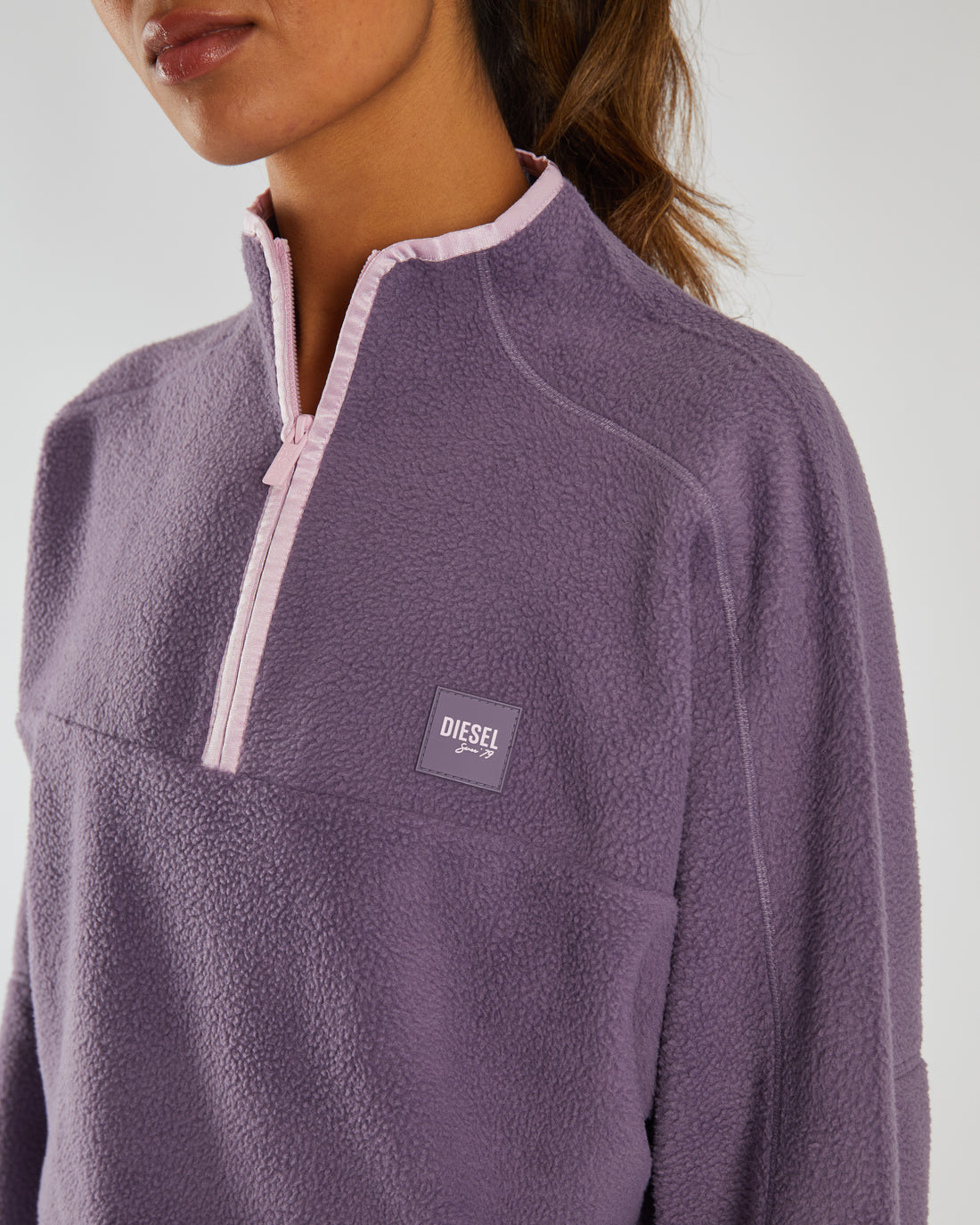 Ladies Stella Fleece Half Zip-Lavender Dust-Closer View