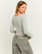 Tally Weijl Grey Round Neck Long Sleeve T-Shirt Grey alternate view