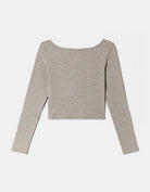 Tally Weijl Grey Round Neck Long Sleeve T-Shirt Grey full front view