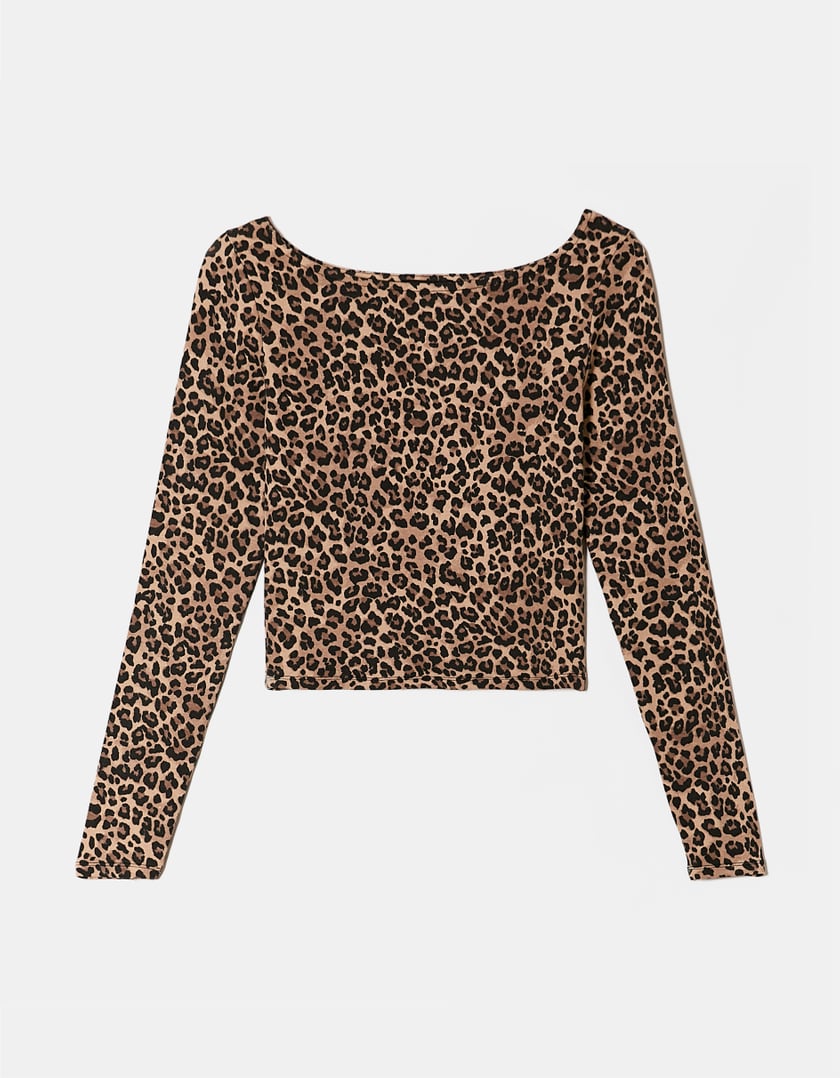 Leopard Print T-Shirt With Round Neck-Ghost Front View