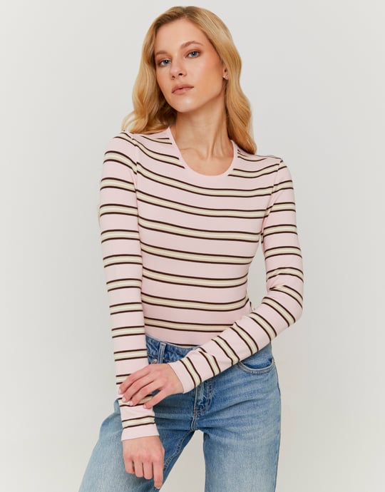 Tally Weijl Basic Pink T-Shirt With Long Sleeve PINK front view