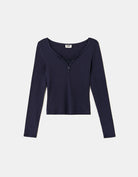 Tally Weijl Blue Long Sleeve T-Shirt with Lace Detail Blue back view