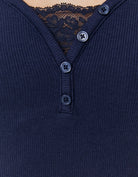 Tally Weijl Blue Long Sleeve T-Shirt with Lace Detail Blue side view