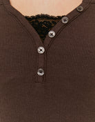 Tally Weijl Brown Long Sleeve T-Shirt with Lace Detail Brown side view