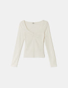 Tally Weijl White Scoop Neck Long Sleeve T-Shirt WHITE back view