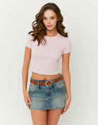Tally Weijl Pink Basic Cropped T-Shirt PINK front view