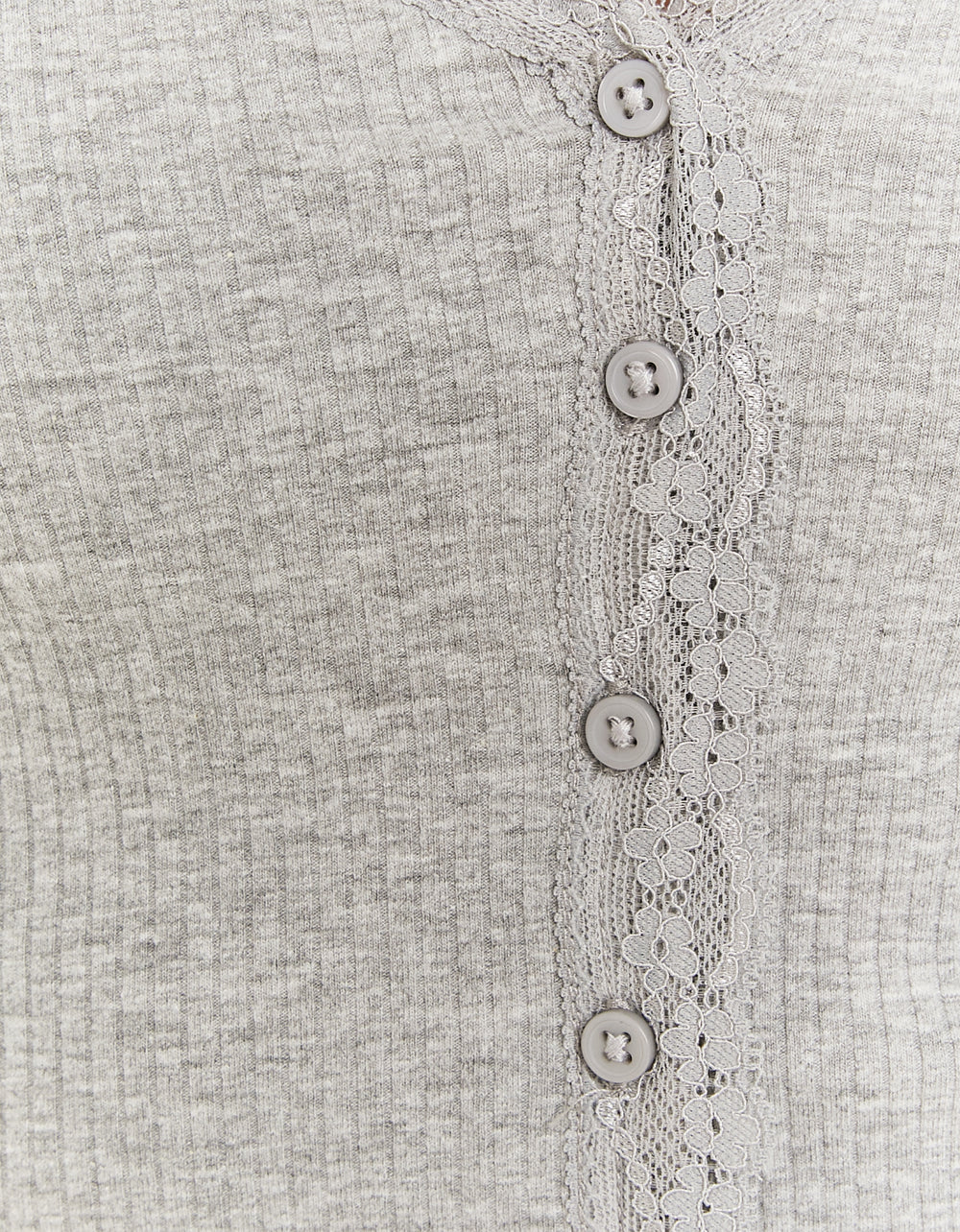 Grey Basic Cardigan With Lace Details