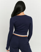 Tally Weijl Basic Blue T-Shirt with Long Sleeves Blue detail view