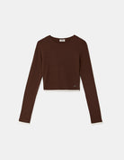 Tally Weijl Basic Brown T-Shirt with Long Sleeves Brown back view