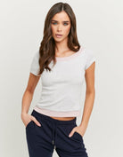 Tally Weijl Grey Basic T shirt Grey front view