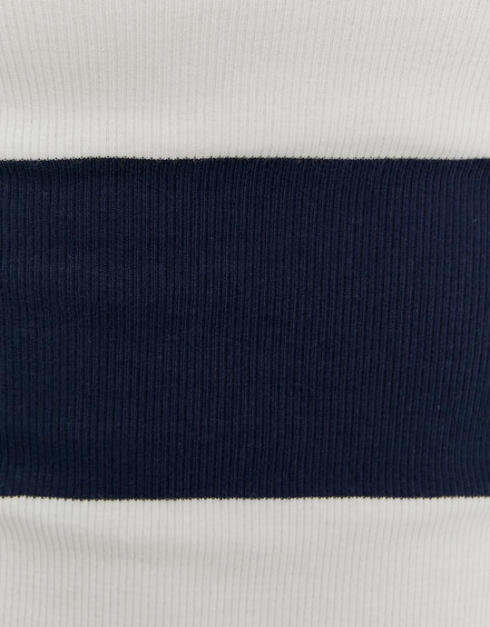 Tally Weijl White / Navy T-Shirt With Long Sleeves White/Navy flat front view