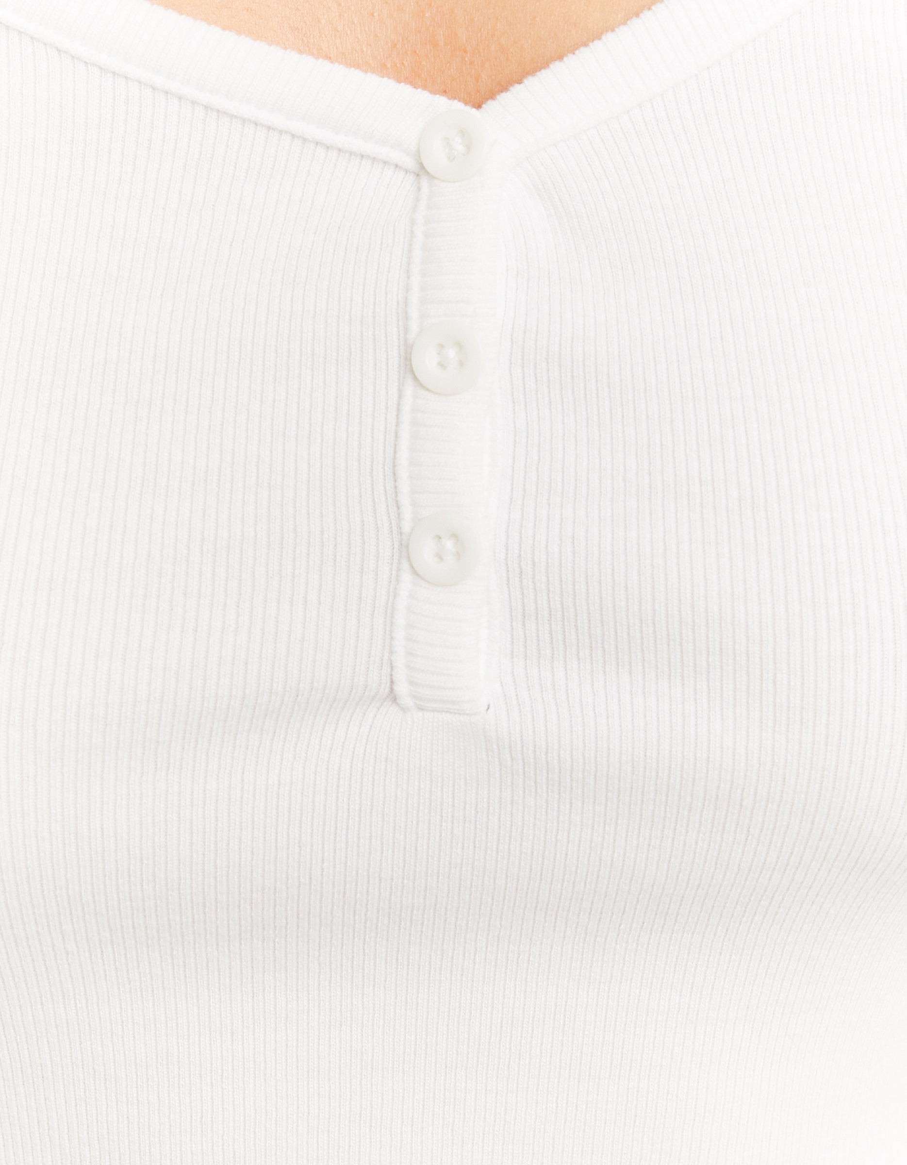 Ladies White Basic T-Shirt With Buttons-Button View