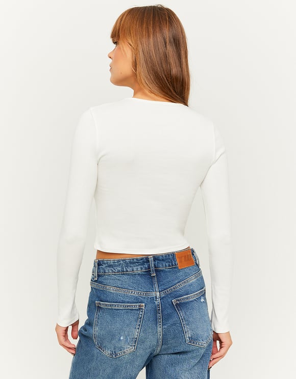 Ladies White Long Sleeve T-Shirt With Ink-Model Back View