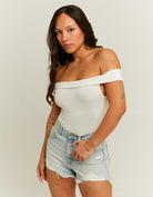 Tally Weijl Off Shoulder White Basic Top White front view