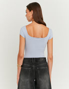 Tally Weijl Blue T-Shirt With Square Neckline Blue detail view