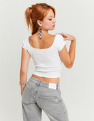 Tally Weijl White T-Shirt With Square Neckline WHITE model front view